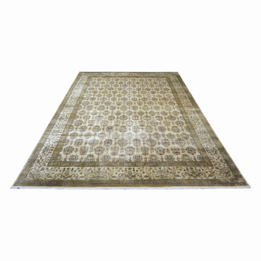 Crown Ivory, Beige and Multy Luxury Traditional Pure Wool Handknotted 8.11x12.0Ft 272x366Cms Area Rug