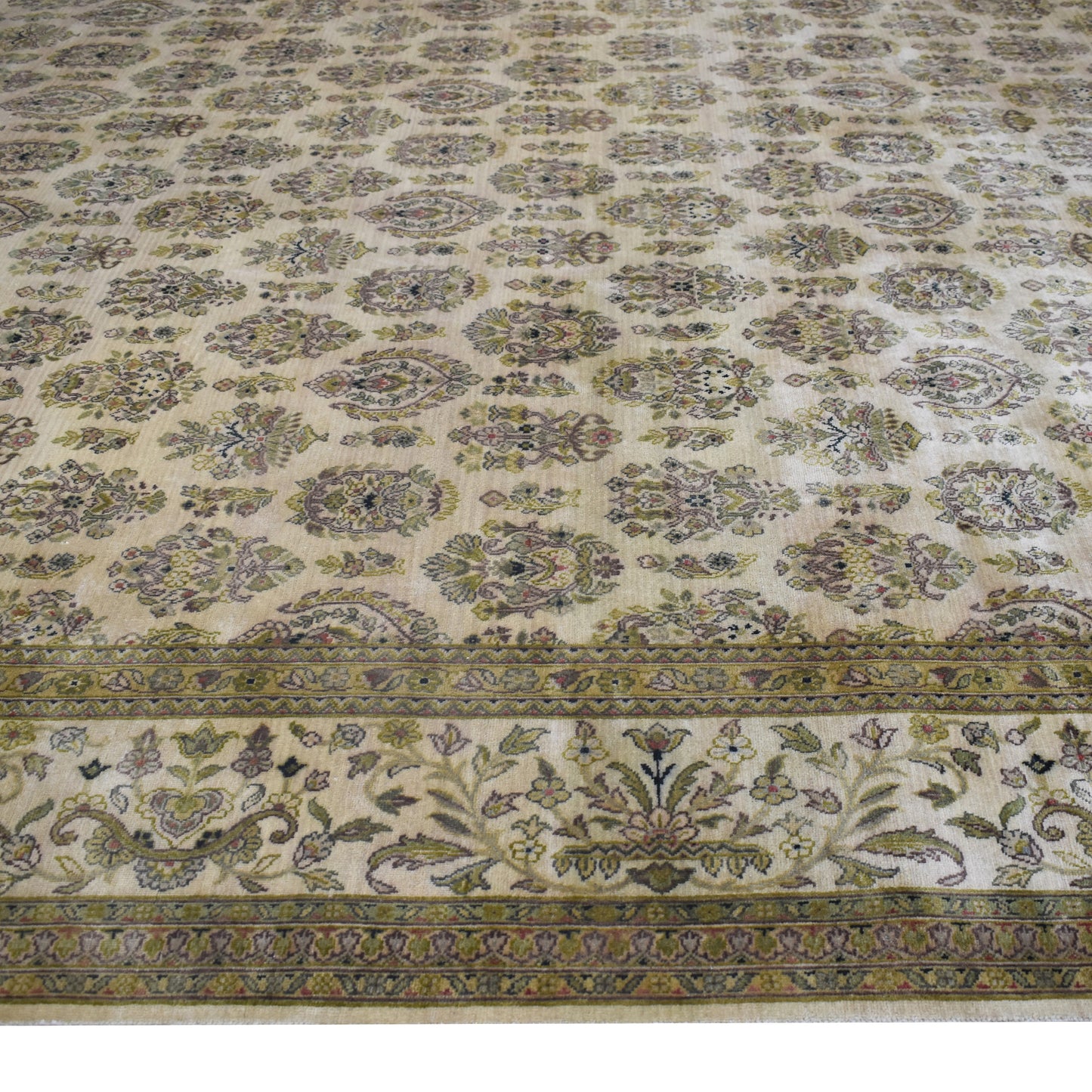 Crown Ivory, Beige and Multy Luxury Traditional Pure Wool Handknotted 8.11x12.0Ft 272x366Cms Area Rug