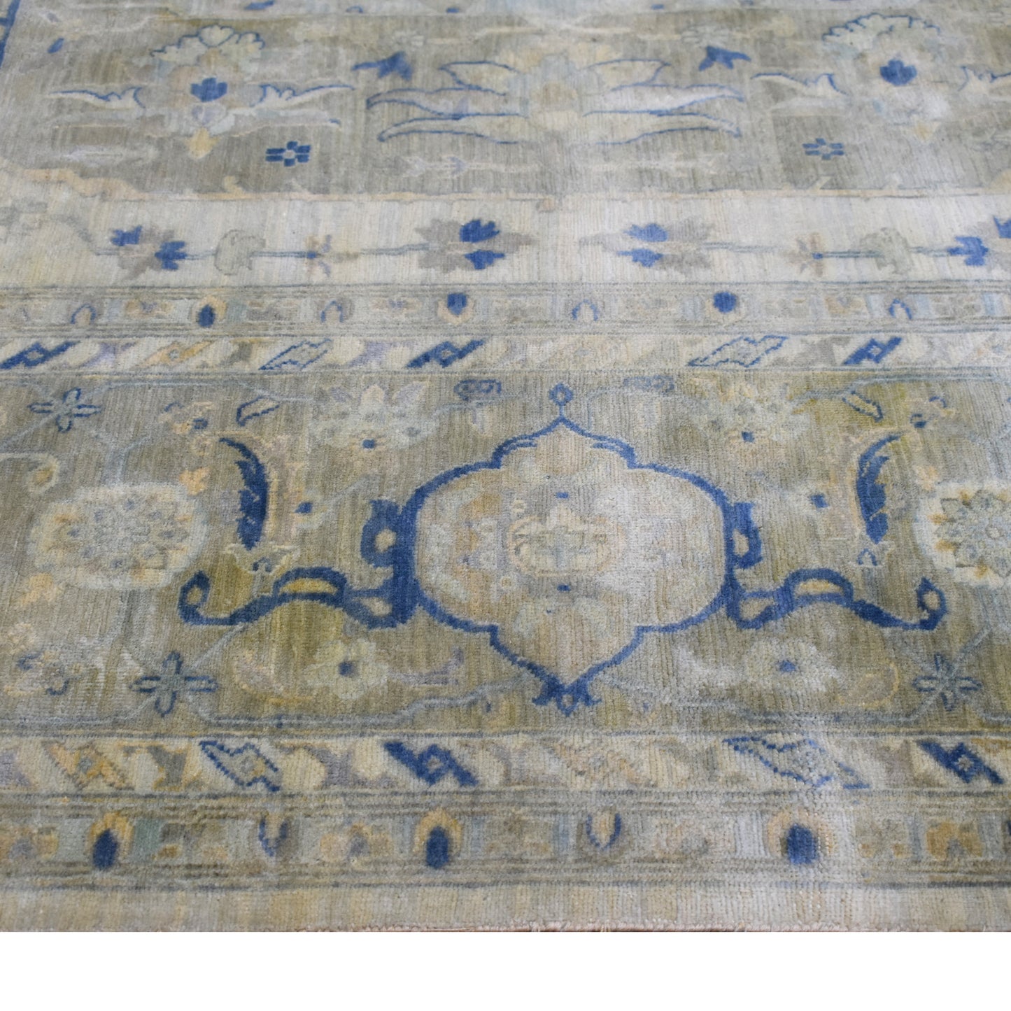 Mahal Rust, Ivory, Yellow and Blue Antique Heriz Luxury Traditional Pure Wool Handknotted 8.10x11.8Ft 269x359Cms Area Rug