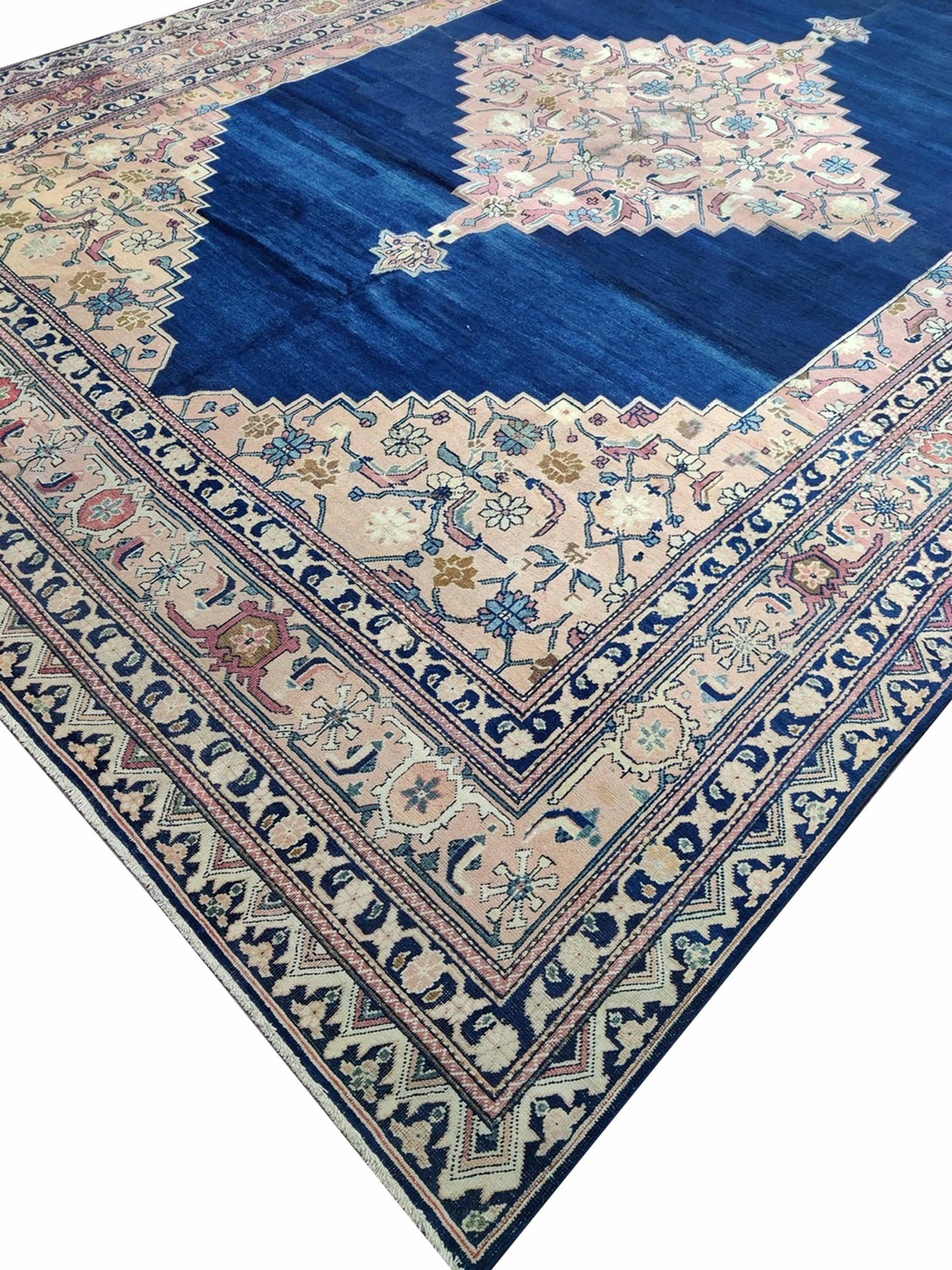Blue and Pink, Pure Wool Antique Khotan Handknotted 9.36x13.8Ft 289x416Cms Area Rug