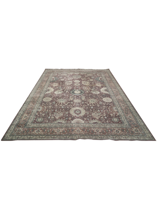 Rust and Ivory Pure Wool Agra Traditional Handknotted 9.11x13.11Ft 303x424Cms Area Rug
