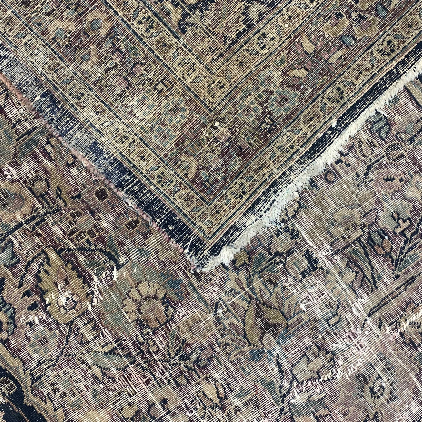 Camel and Black, Pure Wool Antique Handknotted 13.8x15.5Ft 417x470Cms Area Rug