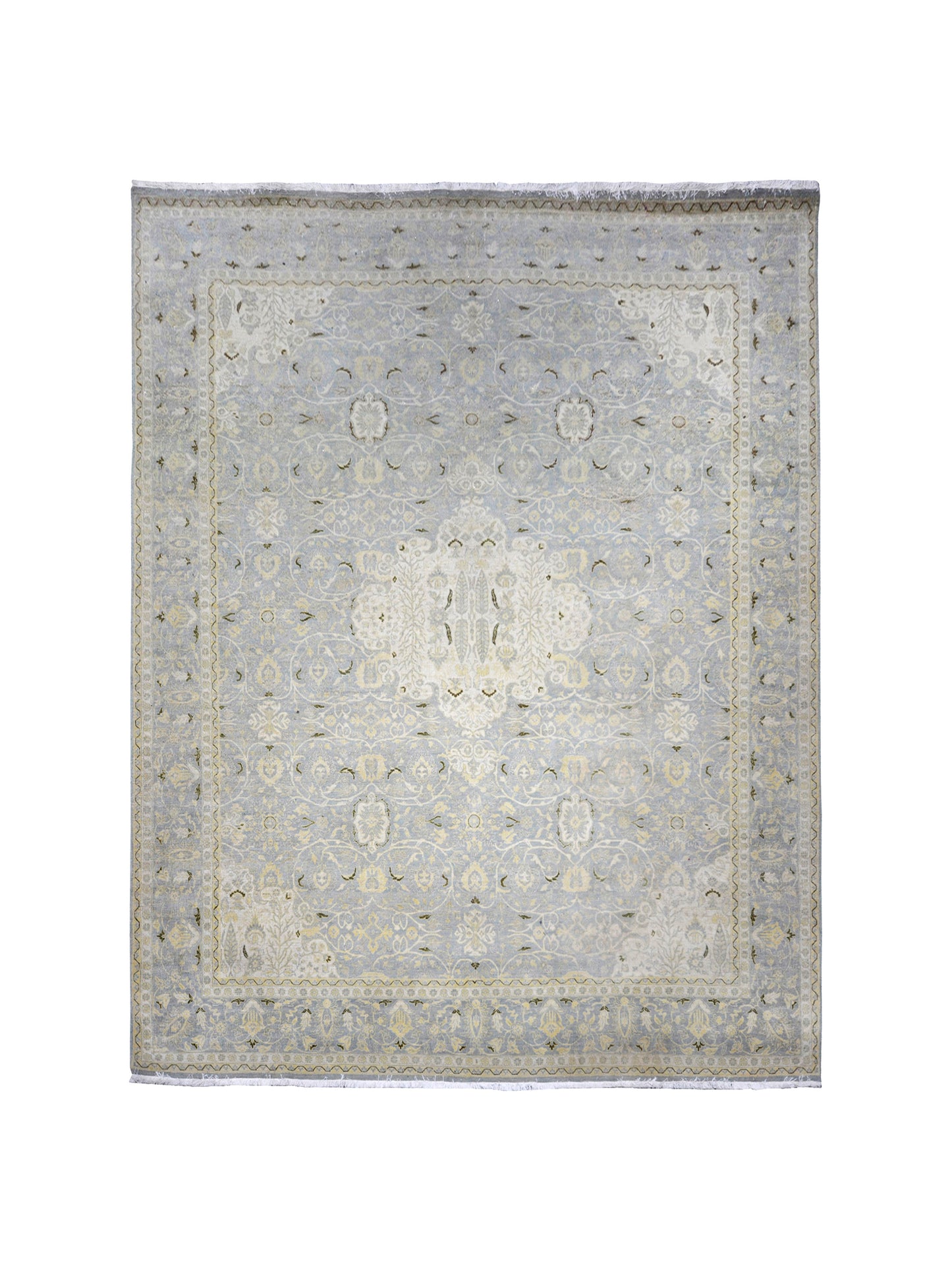 Floral Persian Light Blue and Ivory Traditional Luxury Handknotted Area Rug