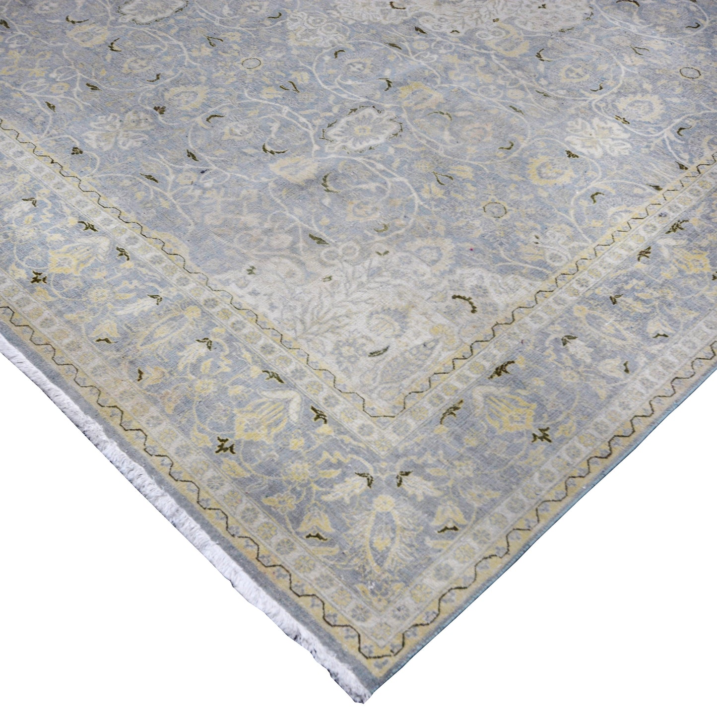 Floral Persian Light Blue and Ivory Traditional Luxury Handknotted Area Rug