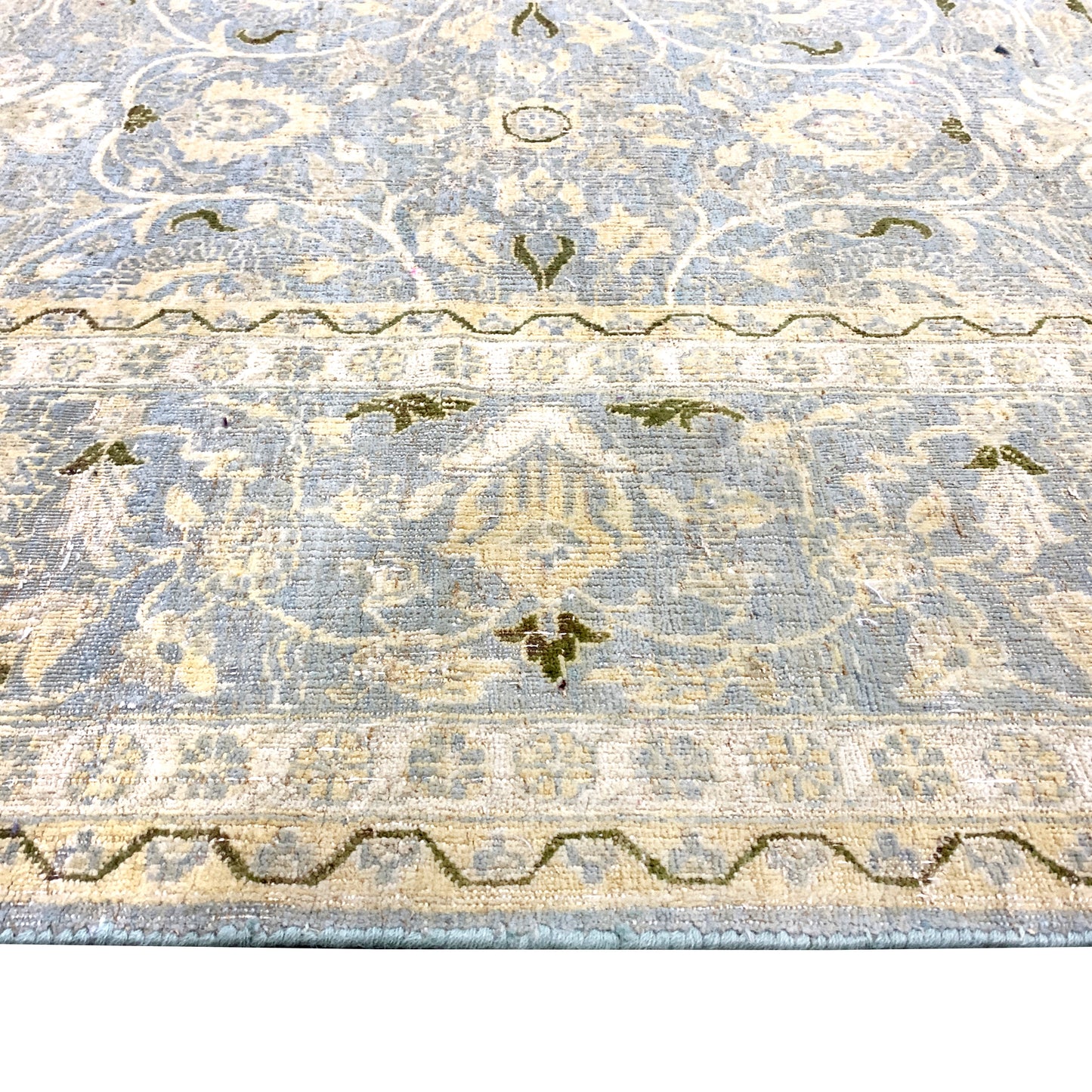Floral Persian Light Blue and Ivory Traditional Luxury Handknotted Area Rug