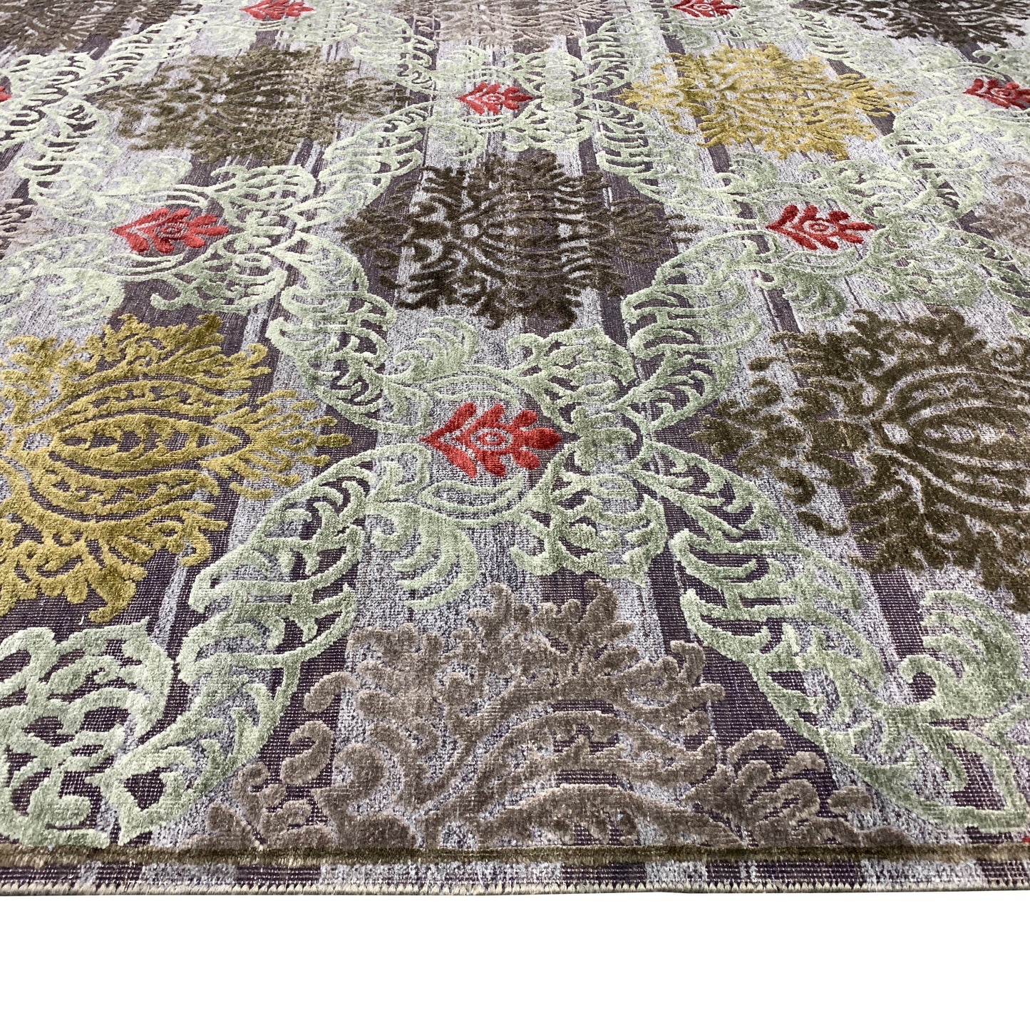 Red Gold , Silk Wool Oxidized Transitional Handknotted 8.0x10.5Ft 244x317Cms Area Rug