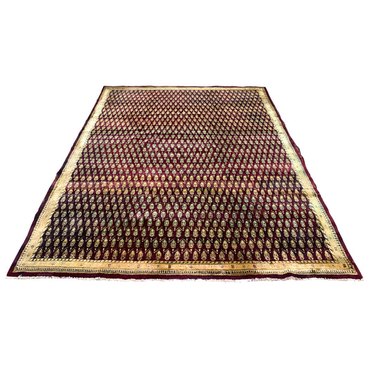 Red and Beige, Pure Wool Antique Khotan Handknotted 7.10x10.3Ft 239x212Cms Area Rug