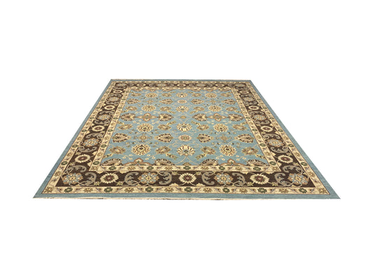 L.Blue Pure Wool Traditional Soumak Area Rug 8.1x9.10ft 246x298Cms
