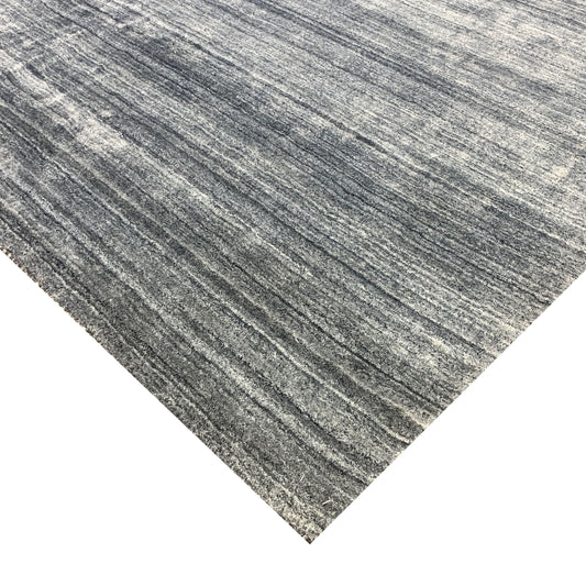 Medium Grey, High Shine, Plush Pile, Viscose and Wool Blended, Modern Solid Handloom 9.0x12.0Ft 275x365Cms Area Rug