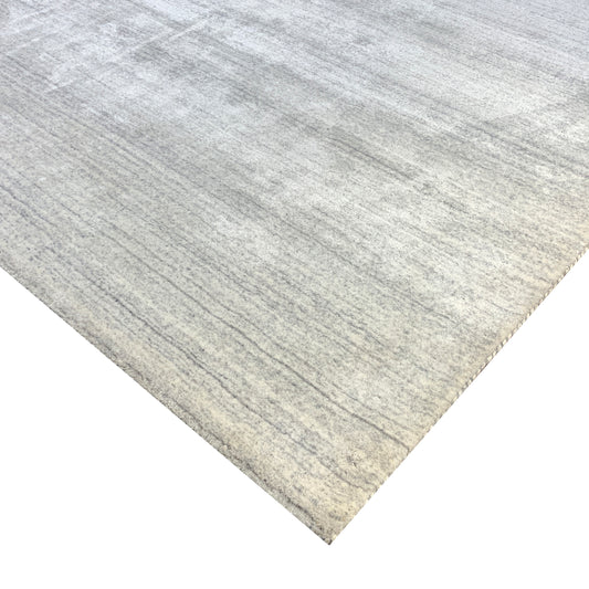Silver, High Shine, Plush Pile, Viscose and Wool Blended, Modern Solid Handloom 9.0x12.0Ft 275x365Cms Area Rug