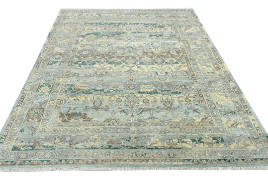 Grey Beige Multy, Pure Wool Traditional Handknotted 8.11x12.0Ft 272x365Cms Area Rug