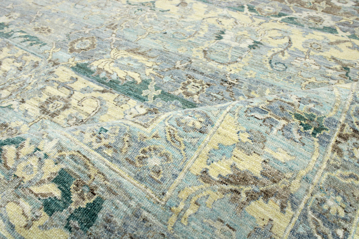 Grey Beige Multy, Pure Wool Traditional Handknotted 8.11x12.0Ft 272x365Cms Area Rug