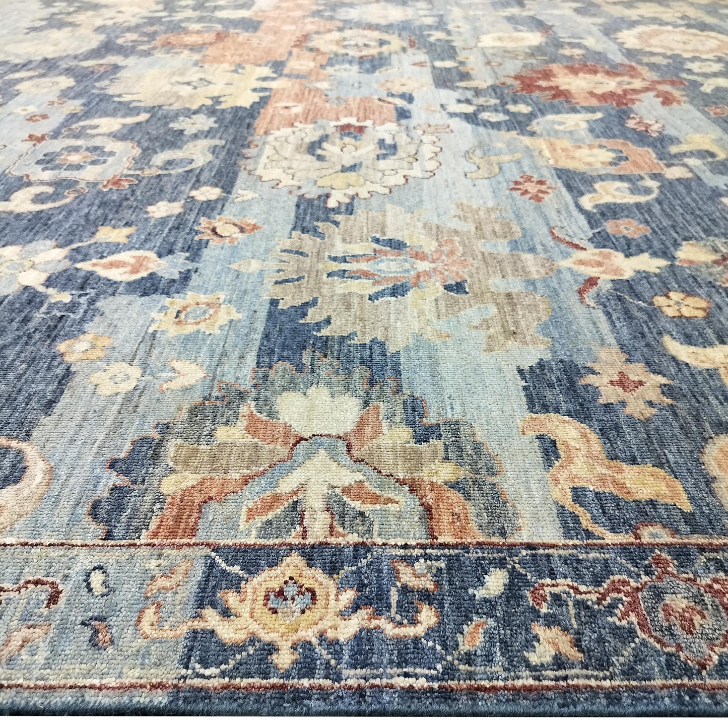 L. Blue Rust, Pure Wool Traditional Handknotted 8.10x12.0Ft 267x365Cms Area Rug