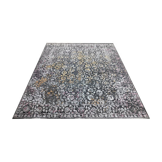 Black, Rust, Ivory and Pink Silk Wool Transitional Handknotted 7.11x10.2ft 243x311Cms Area Rug