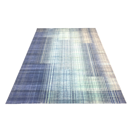 Grey, Blue and Aqua Pure Wool Modern Abstract Handknotted 8.2x12.1Ft 280x367Cms Area Rug