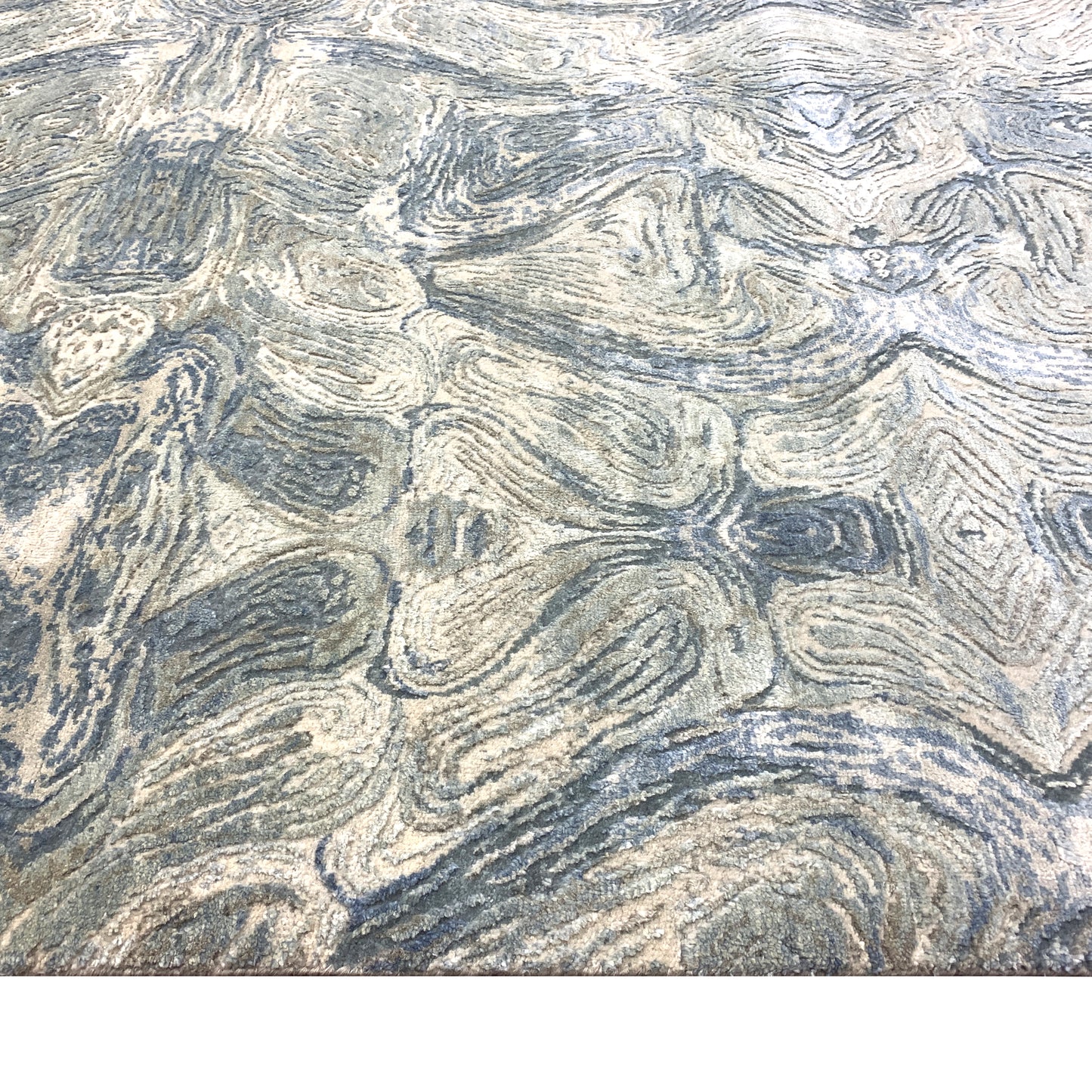 Grey and Blue Silk and Wool Modern Abstract Handknotted 9.0x11.9Ft 275x357Cms Area Rug
