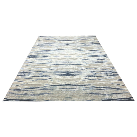 Grey, Blue and Silver Silk and Wool Modern Abstract Handknotted 9.1x12.2Ft 276x370Cms Area Rug