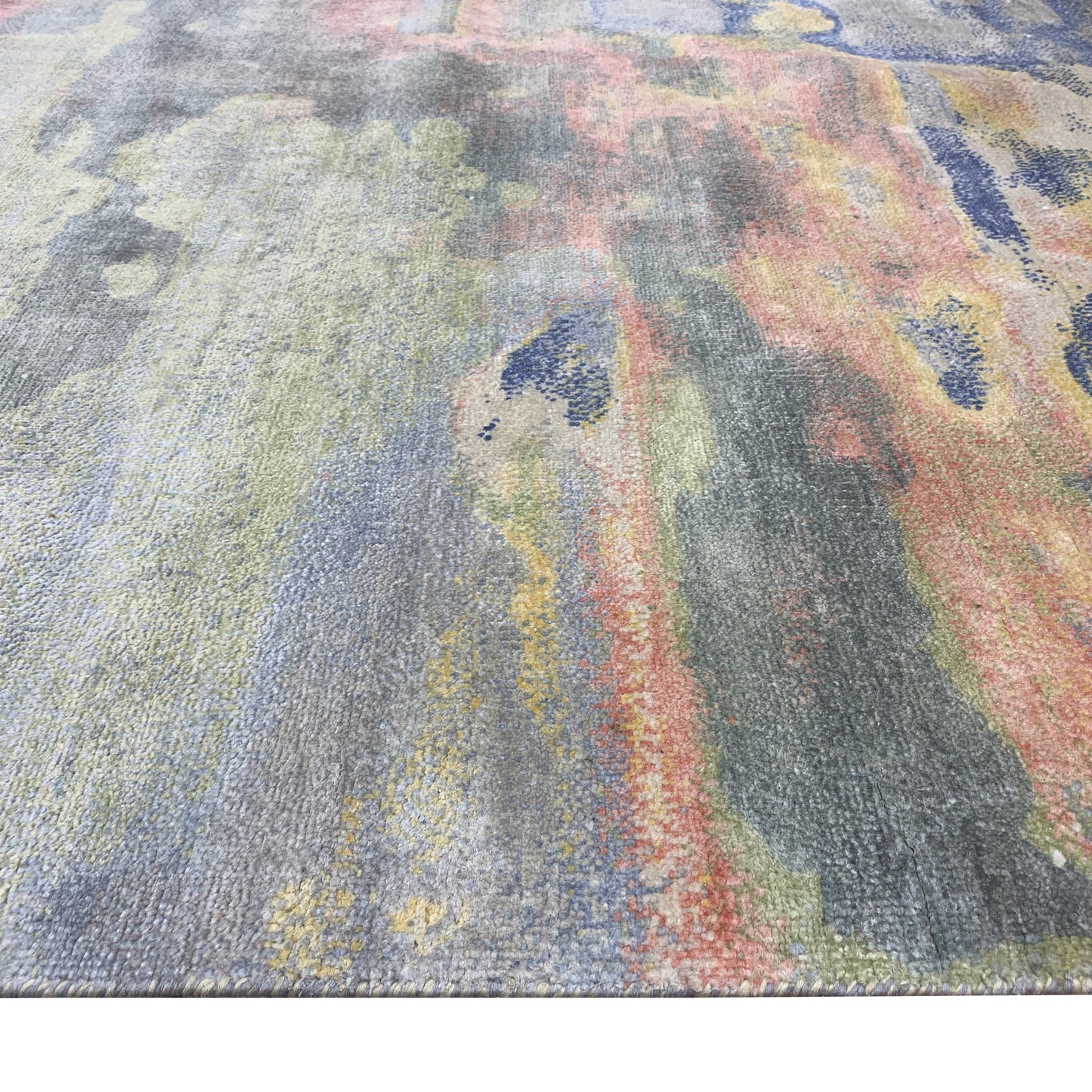 Grey Multy, Blended Silk Modern Abstract Handknotted 8.9x12.0Ft 265x366Cms Area Rug