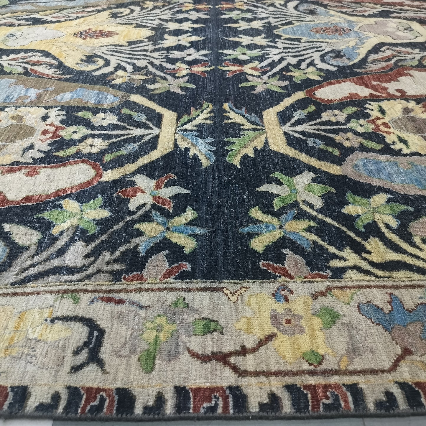 Black Multy Pure Wool Transitional Bidjar Handknotted 9.0X11.11ft 274X361Cms Area Rug