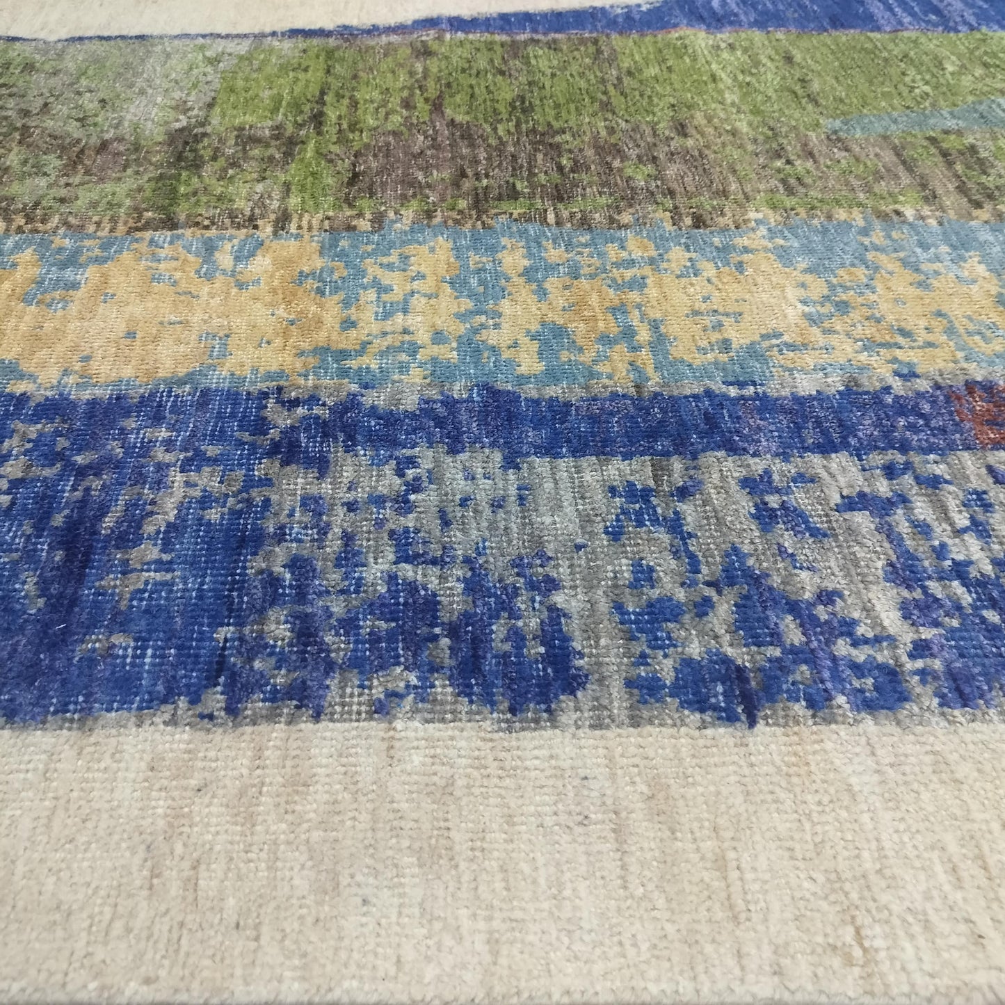 Ivory Rust Pure Wool Modern Abstract Textured Handknotted 8.10x12.1ft 270X368Cms Area Rug