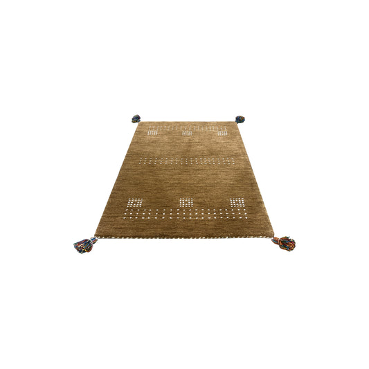 Brown, Pure Wool, Modern Handloom 1.8x2.8Ft 51x80Cms Area Rug