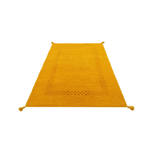 Yellow, Pure Wool, Modern Handloom 2.11X4.11Ft 90x150Cms Area Rug