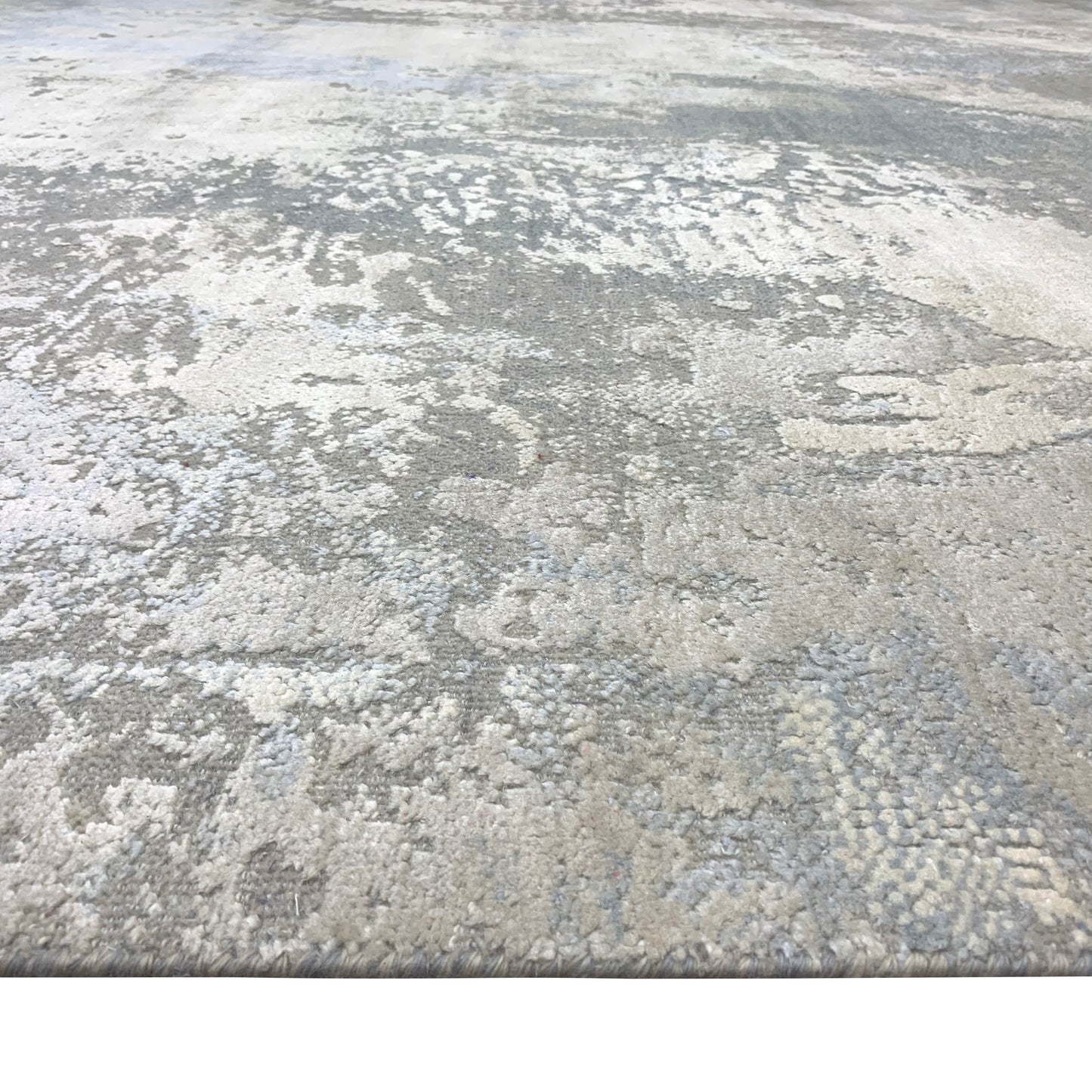 Grey and Blue Silk and Wool Modern Abstract Handknotted 9.0x12.2Ft 273x370Cms Area Rug