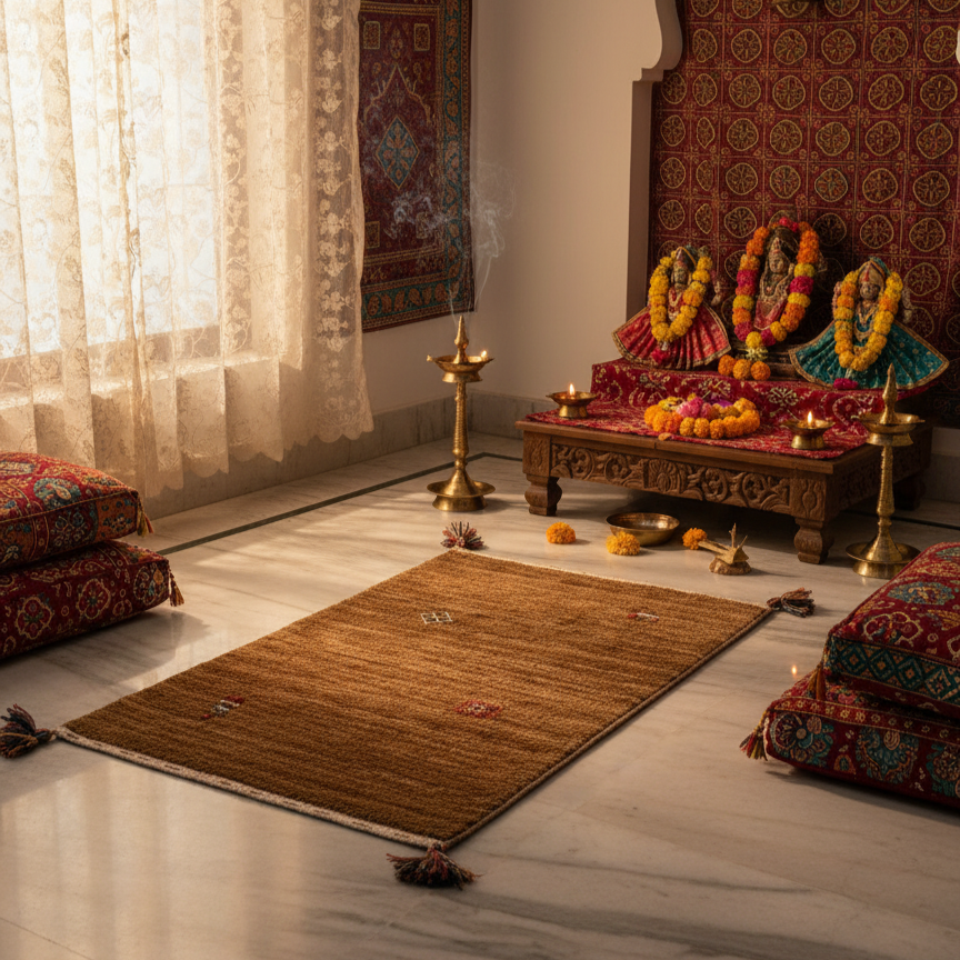 Brown, Pure Wool, Modern Handloom 2.0x3.0Ft 61x90Cms Area Rug