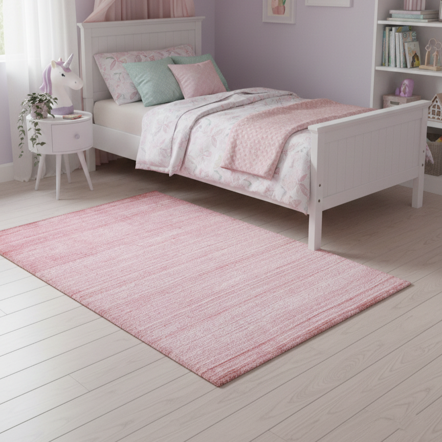 Pink, Viscose and Wool, Modern Handloom 3.0x4.11Ft 82x149Cms Area Rug