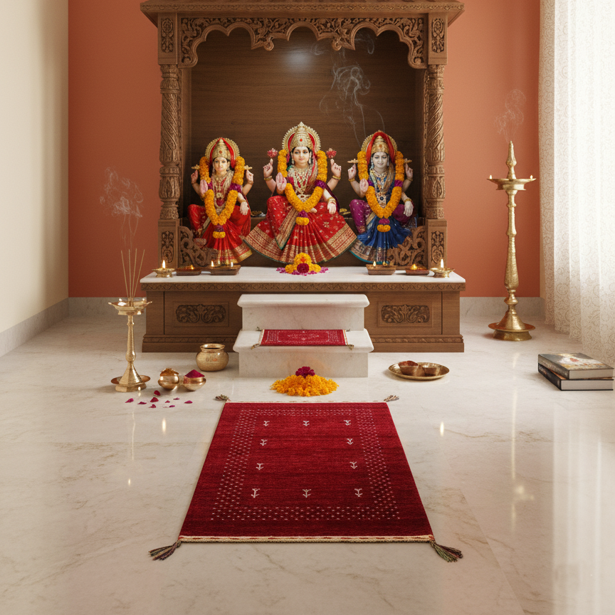 Red, Pure Wool, Modern Handloom 2.0x3.0Ft 61x92Cms Area Rug