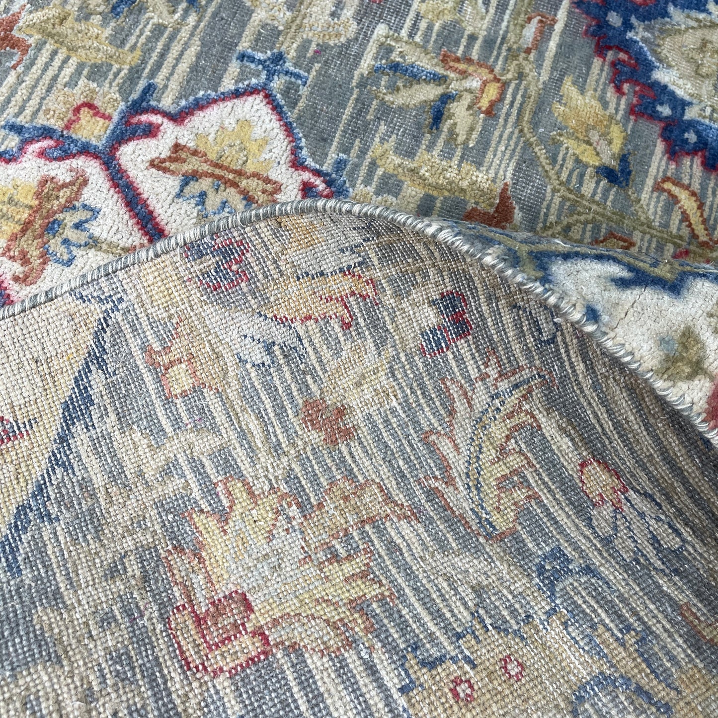 Gery and Ivory Silk and Wool Oxidized Persian Tabriz Transitional Handknotted 8.11x12.2ft 271x371Cms Area Rug