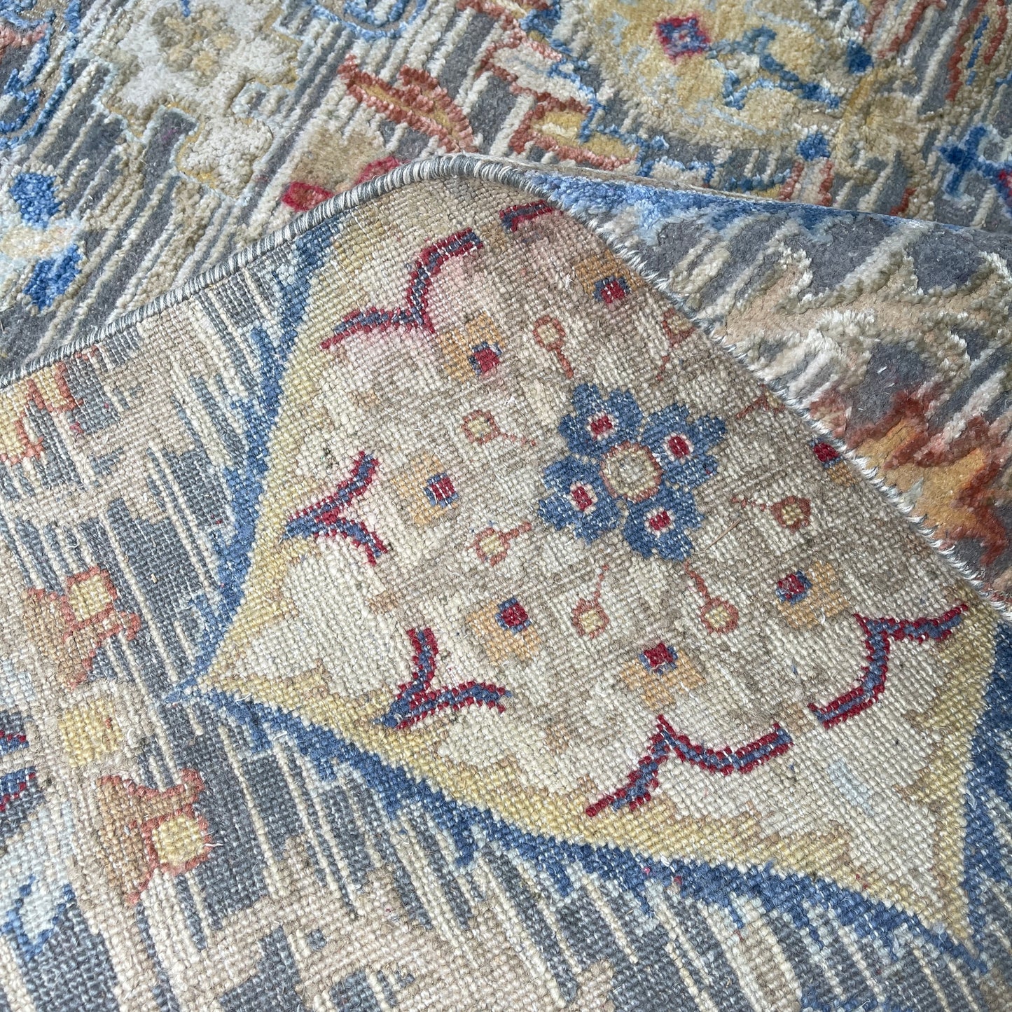 Gery and Ivory Silk and Wool Oxidized Persian Tabriz Transitional Handknotted 10.0x14.2ft 304x432Cms Area Rug