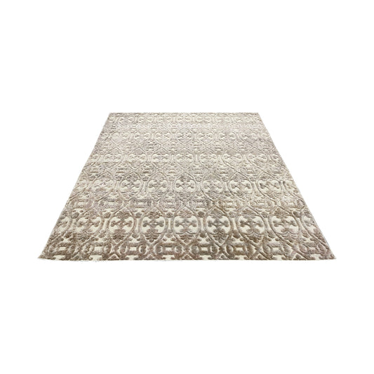 Beige and Brown Wool Carved Modern Greek Japandi Handknotted 8.0x10.3ft 243x313Cms Area Rug