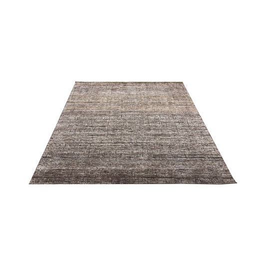 Brown, Silk Wool Oxidized Modern Pattern Handknotted 8.0x10.0ft 245x305Cms Area Rug