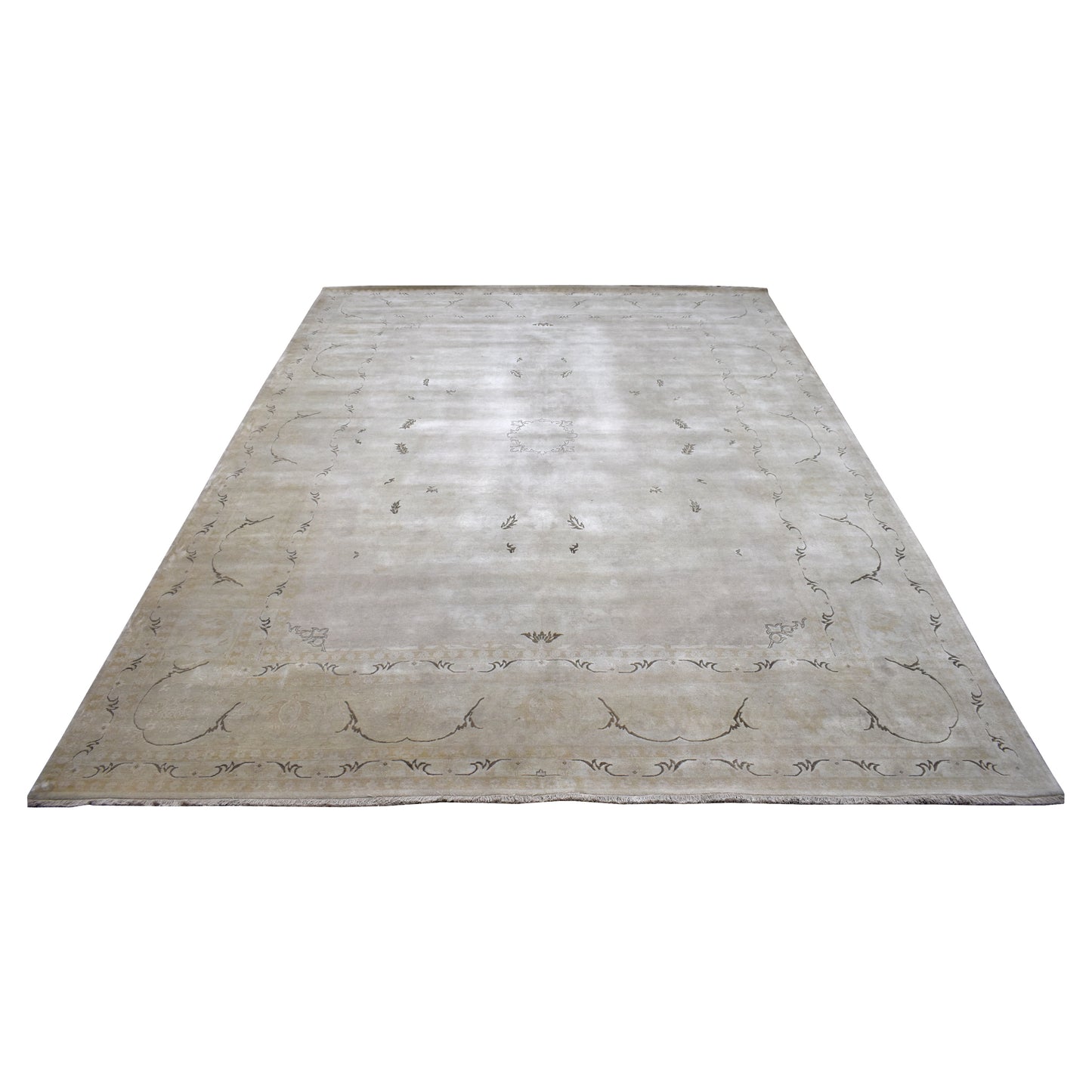 Garden Ivory. Yellow and Brown Heriz Luxury Traditional Pure Wool Handknotted Area Rug