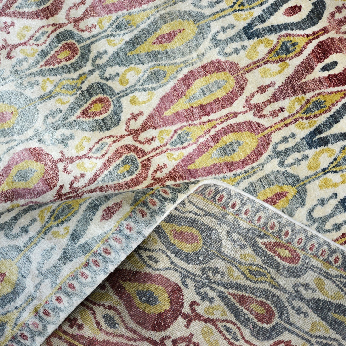 Red Gold, Pure Silk Regular Transitional Handknotted 7.11x10.2Ft 242x309Cms Area Rug