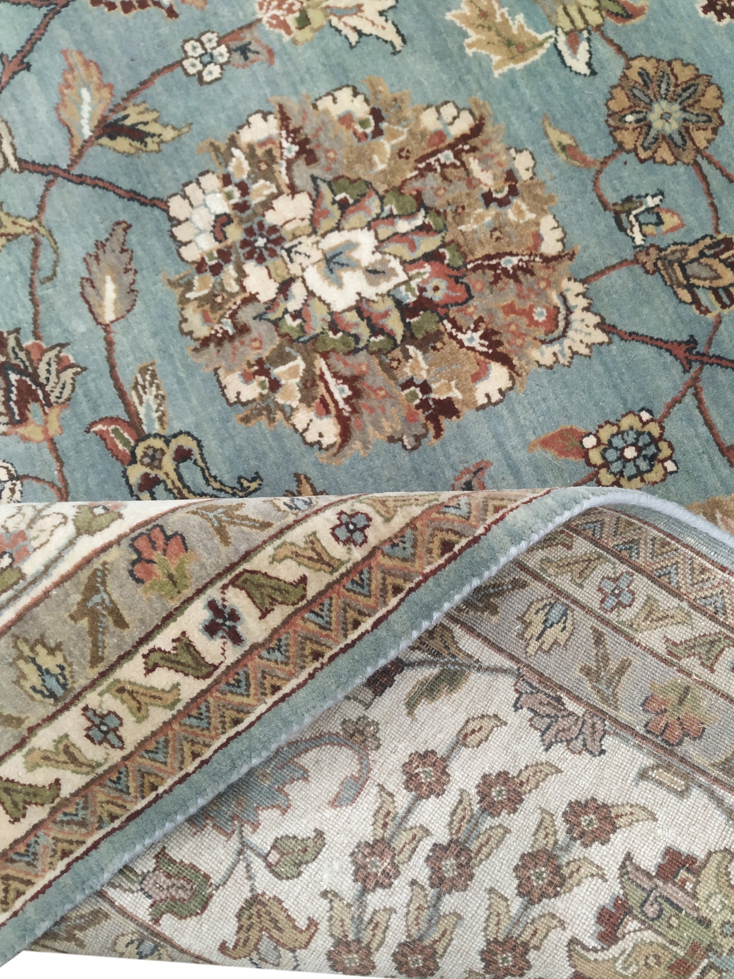 Blue and Ivory Pure Wool Traditional Samarkand Handknotted 10.1x13.10Ft 308x422Cms Area Rug