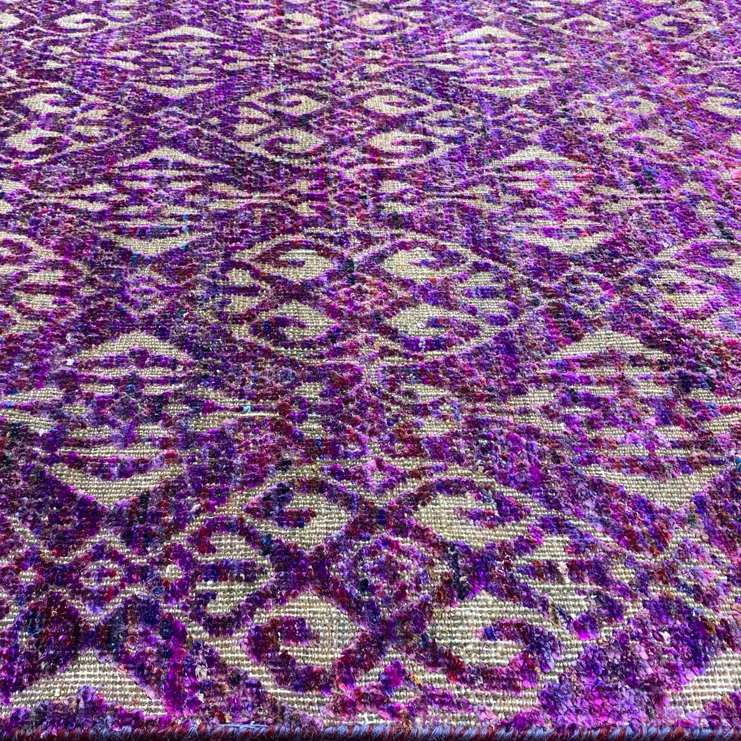 Pink Sari Silk and Wool Transitional Handknotted Area Rug 7.9x10.2ft 235x308Cms