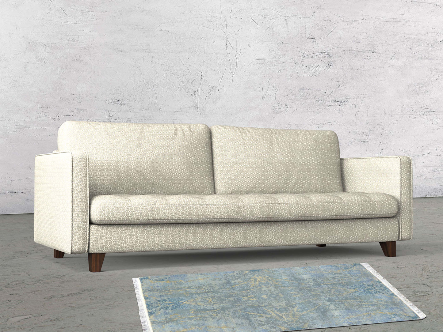 Blue and Grey, Silk and Wool Regular Modern Handknotted 3.0x5.0Ft 90x152Cms Area Rug