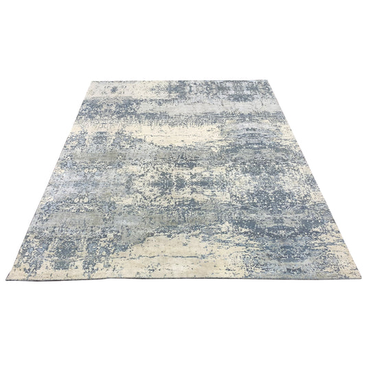 Ivory Grey, Silk Wool Modern Handknotted 7.11x9.8Ft 238x294Cms Area Rug