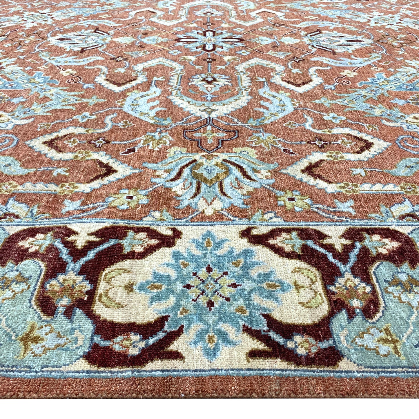 Rust and Camel Pure Wool Traditional Handknotted 8.0x10.2Ft 244x309Cms Area Rug
