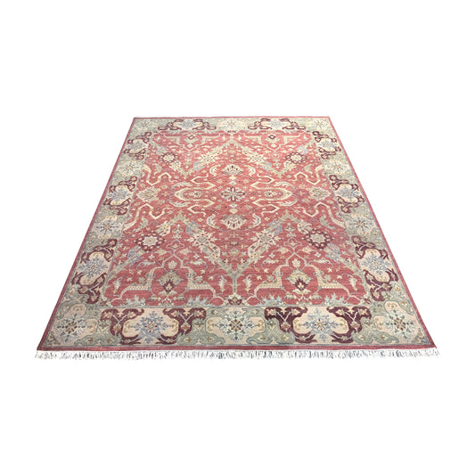 Rust and Camel Pure Wool Traditional Handknotted 8.0x10.3Ft 244x311Cms Area Rug