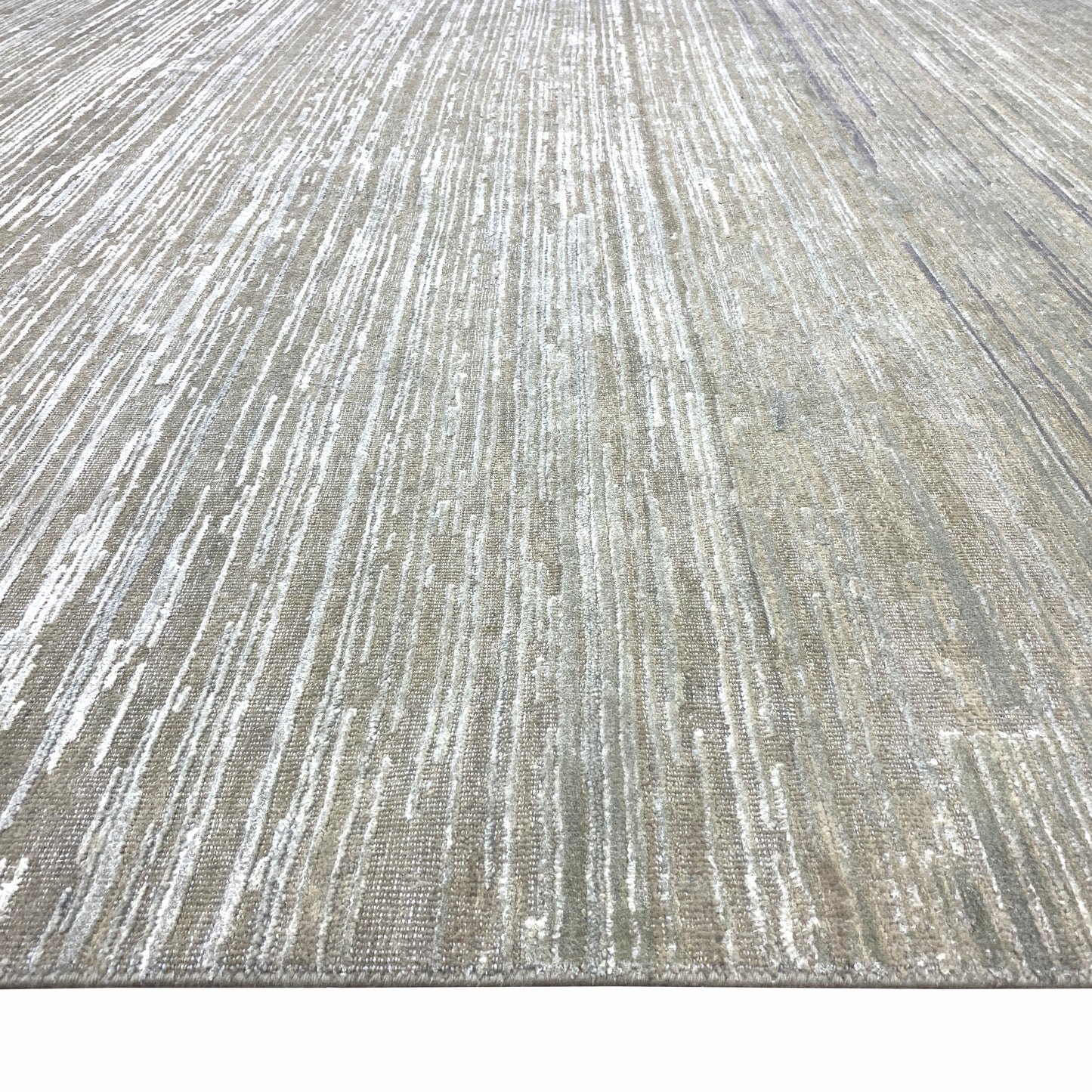 Grey Silk and Wool Modern Textured Handknotted 9.1x12.4Ft 276x370Cms Area Rug