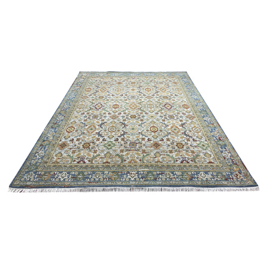 Blue and Multy Pure Wool Traditional Handknotted 8.0x10.3Ft 244x312Cms Area Rug