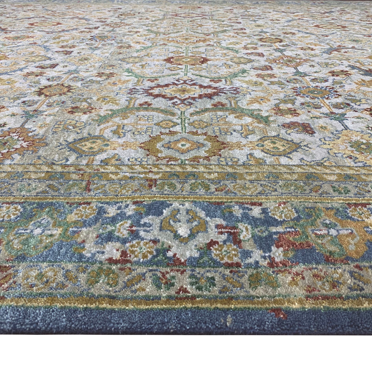 Blue and Multy Pure Wool Traditional Handknotted 8.0x10.3Ft 244x312Cms Area Rug