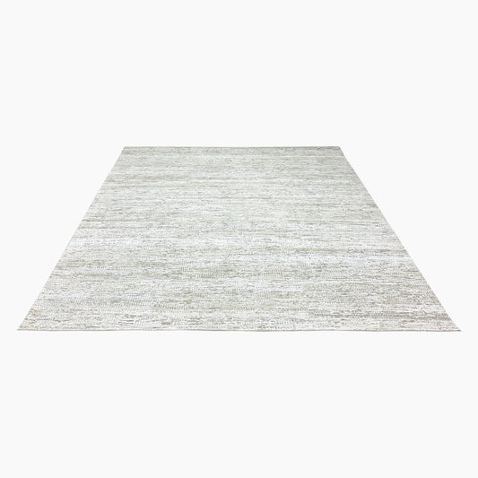 Grey and Silver Silk and Wool Modern Pattern Handknotted 9.11x9.11Ft 302x302Cms Area Rug