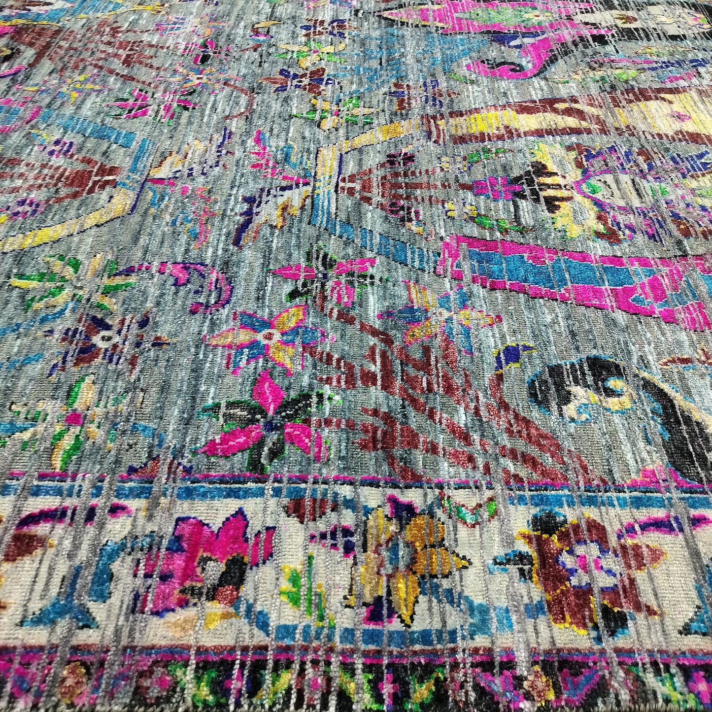 Multy Sari Silk, Silk Wool Oxidized Transitional Handknotted 7.11x10.1Ft 240x338Cms Area Rug