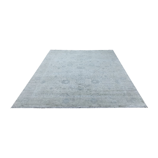 Ivory Grey, Blended Silk Transitional Persian Handknotted 8.11x12.0Ft 269x365Cms Area Rug