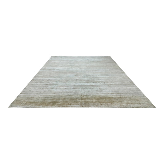 Gold Brown, Silk and Carved Wool Textured Modern Handknotted 11.11x15.1Ft 362x460Cms Area Rug