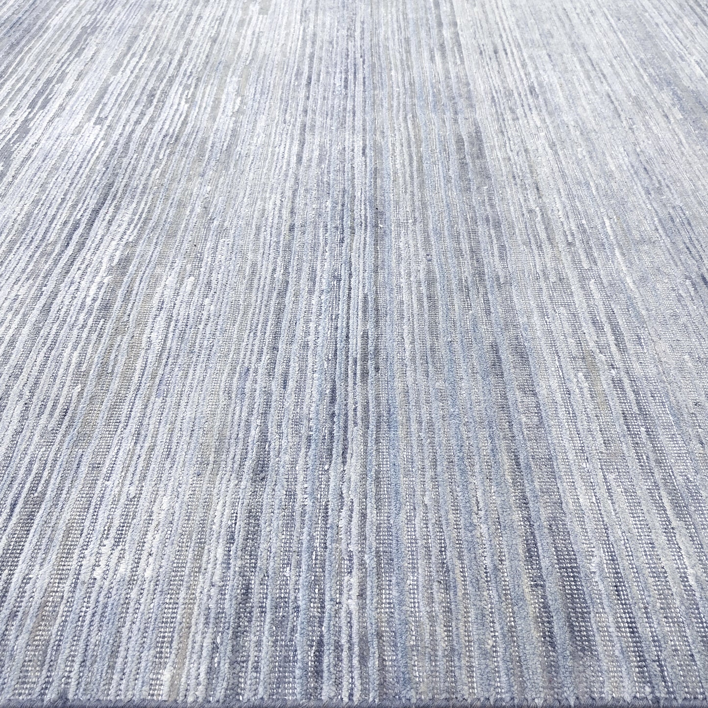 Grey and Blue, Silk Wool Oxidized Modern Solid Handknotted 9.11x14.2ft 301x430Cms Area Rug